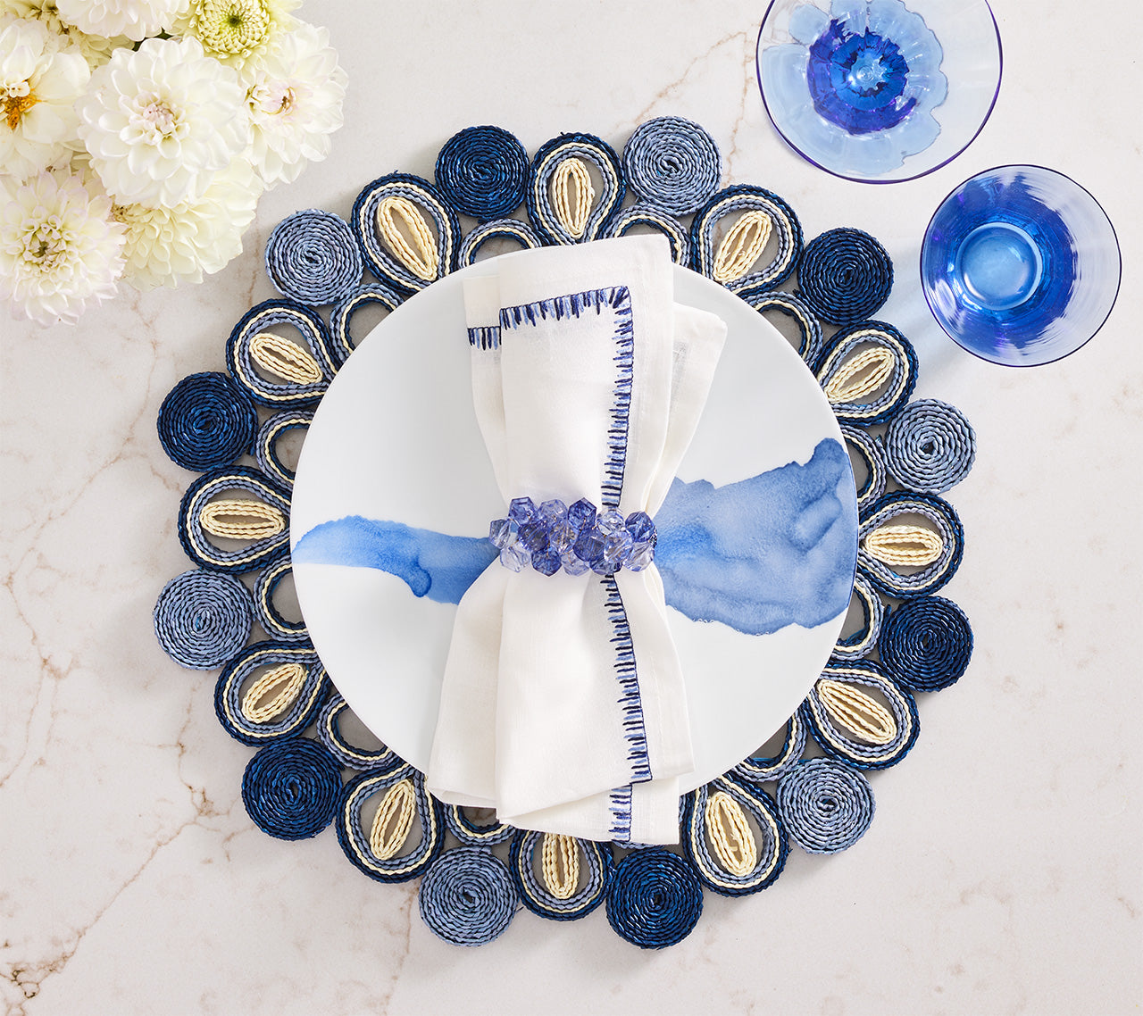 Marisol Placemat in Navy & Blue, Set of 4
