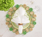Lune Napkin in White, Green & Gold, Set of 4