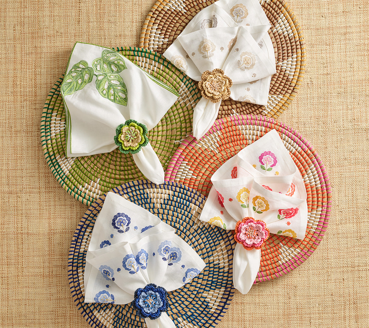 Pareo Napkin Ring in Periwinkle & Blue, Set of 4