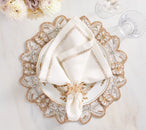 Spectra Napkin Ring in Champange & Crystal, Set of 4 in a Gift Box