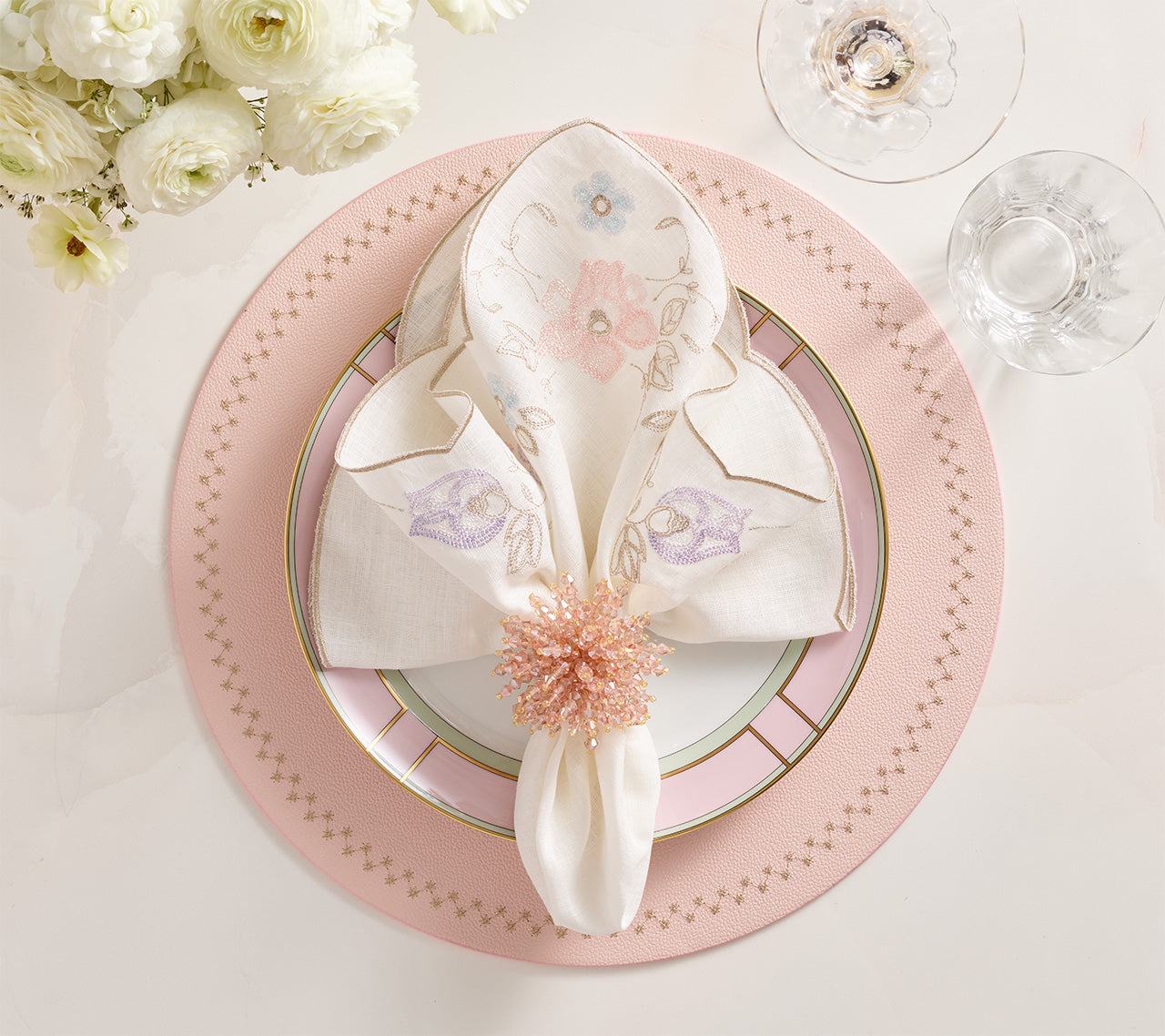 Printemps Napkin in White & Multi, Set of 4