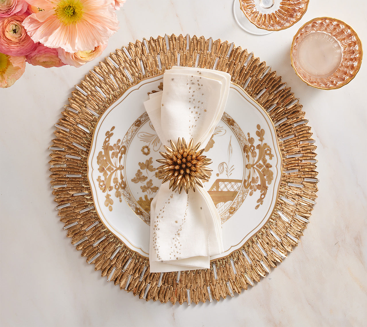 Ray Placemat in Gold & Crystal, Set of 2