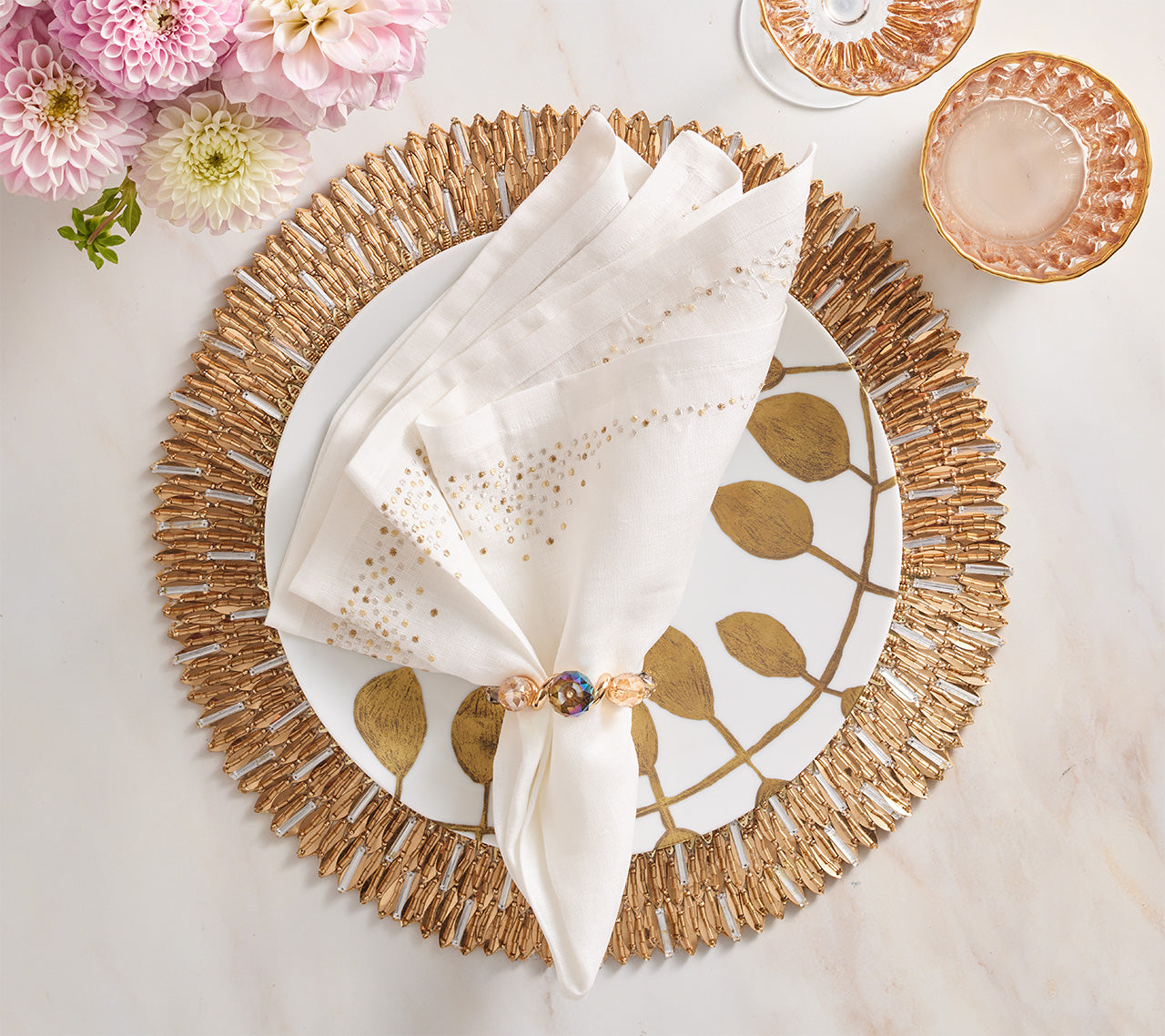 Ray Placemat in Gold & Crystal, Set of 2