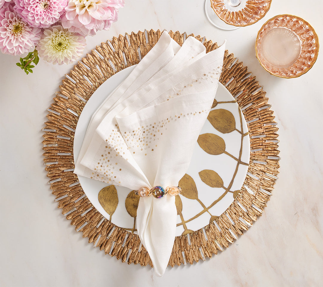 Pin Dot Napkin in White & Gold & Silver, Set of 4