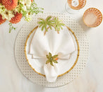 Palmera Napkin in White, Green & Gold, Set of 4