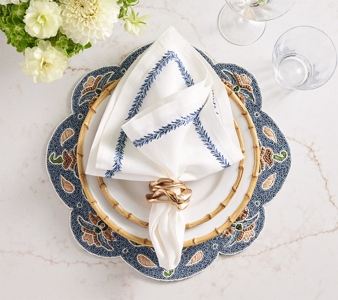 Jardin Napkin in White & Blue, Set of 4