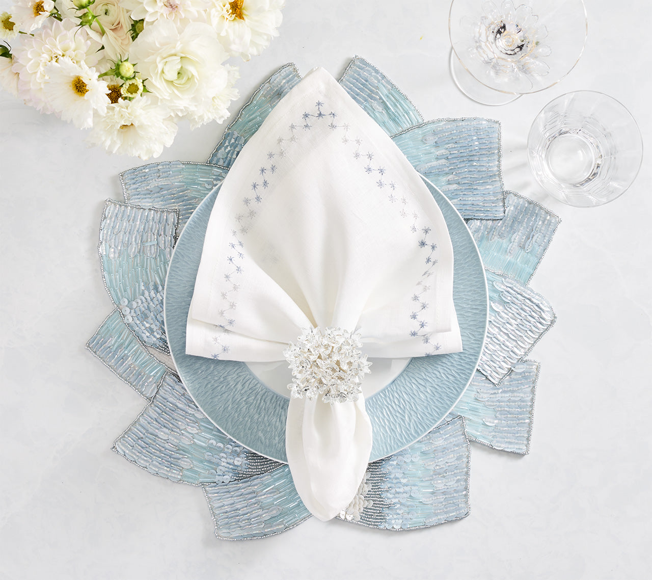 Tidal Placemat in Glacier Blue, Set of 2