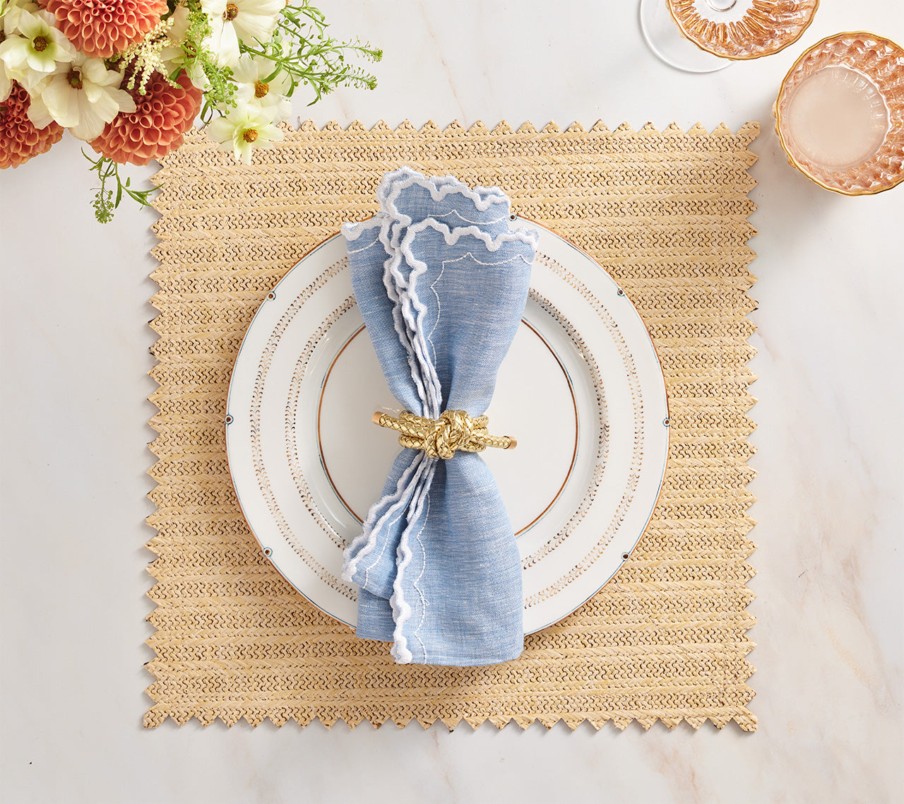 Arches Napkin in Blue & White, Set of 4