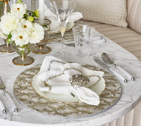 Aurelia Napkin in White, Gold & Silver, Set of 4