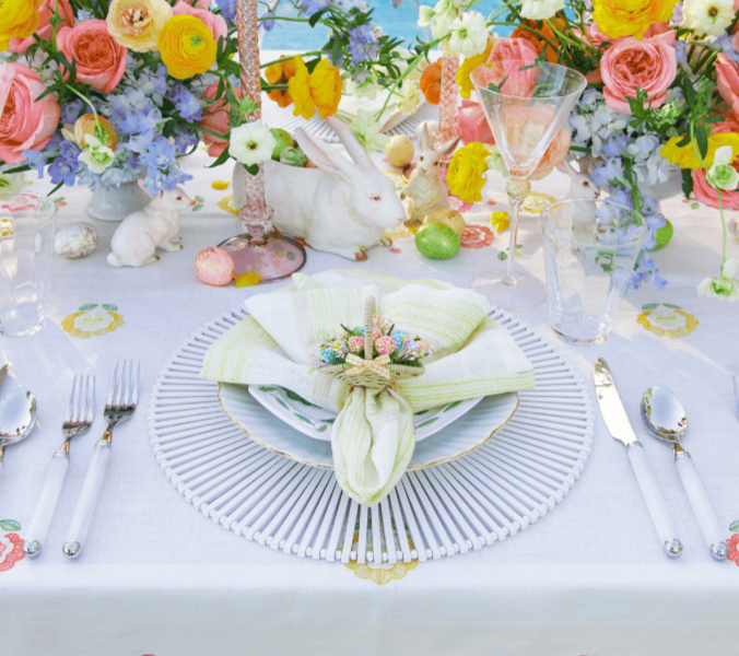 Bloom Napkin Ring in Natural & Multi, Set of 4