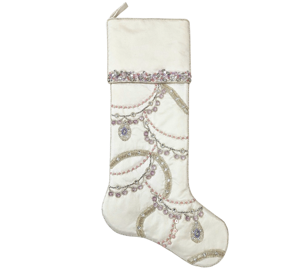 Sample: Sofia Stocking in White, Lilac & Pink