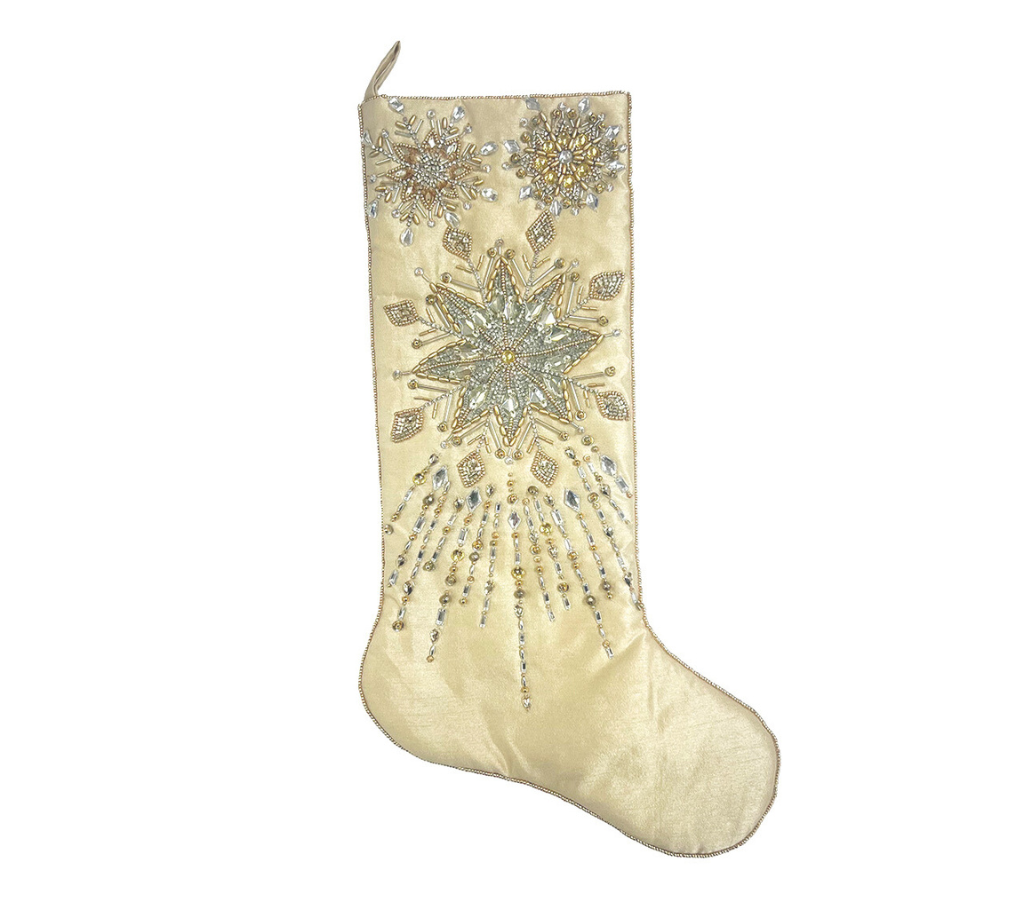 Sample: Snowfall Wishes Stocking in Gold & Silver