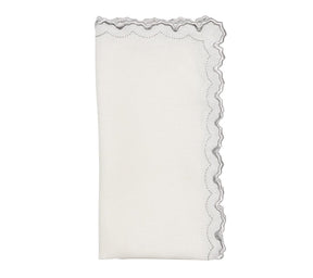 Arches Napkin in White & Silver, Set of 4