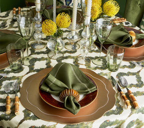Kim Seybert Luxury Watercolor Ikat Tablecloth in Olive