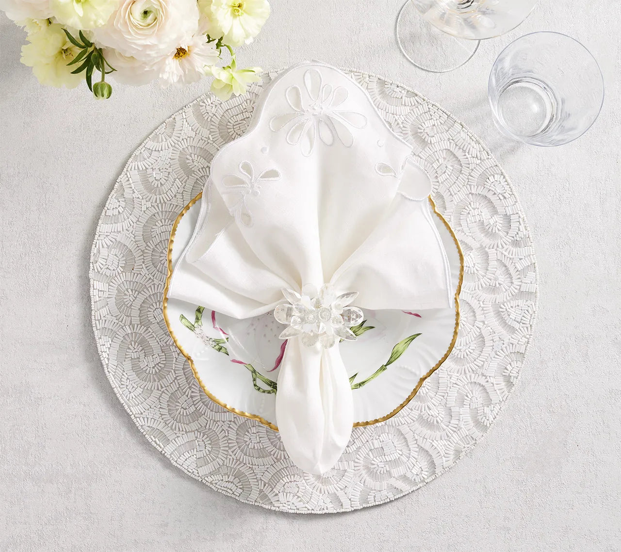 Bloom Napkin in White, Set of 4