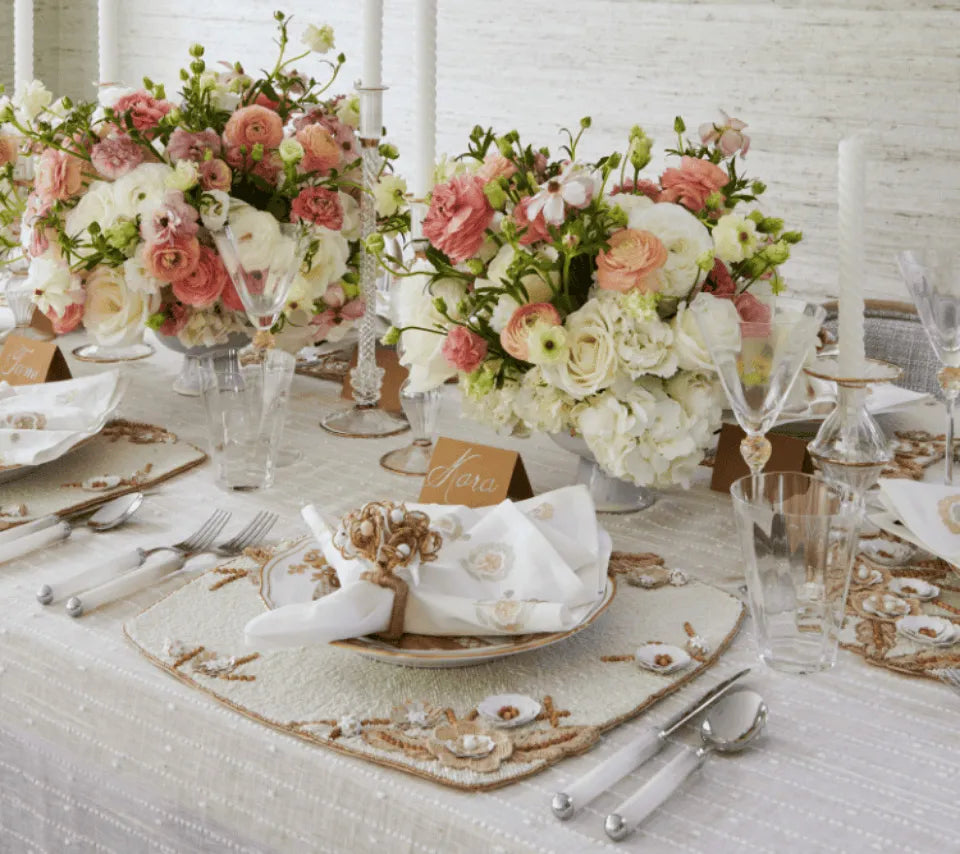 Bramble Placemat in Ivory, Natural & Gold, Set of 2