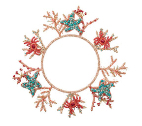 Kim Seybert, Inc.Coral Charm Charger in Turquoise, Coral & Gold, Set of 2Placemats