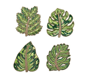 Kim Seybert, Inc.Laurel Drink Coasters in Green, Set of 4 in a Gift BagDrink Coasters