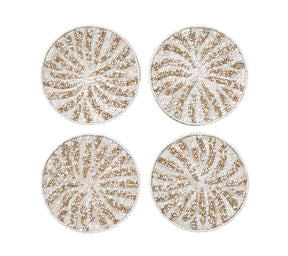 Kim Seybert, Inc.Fireworks Drink Coasters in White, Gold & Silver, Set of 4 in a Gift BagDrink Coasters