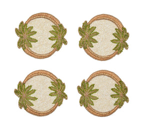 Kim Seybert, Inc.Oasis Coasters in Ivory, Green & Gold, Set of 4 in a Gift BagDrink Coasters