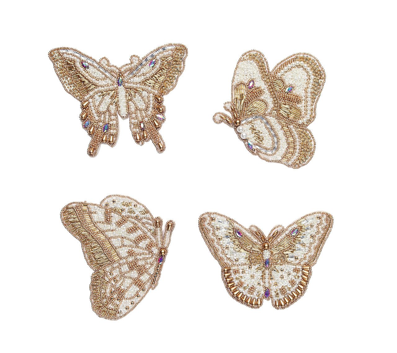Kim Seybert Luxury Papillon Drink Coasters in Ivory & Gold