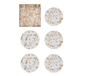 Kim Seybert, Inc.Stardust Drink Coasters in Clear & Gold, Set of 6 in a CaddyDrink Coasters