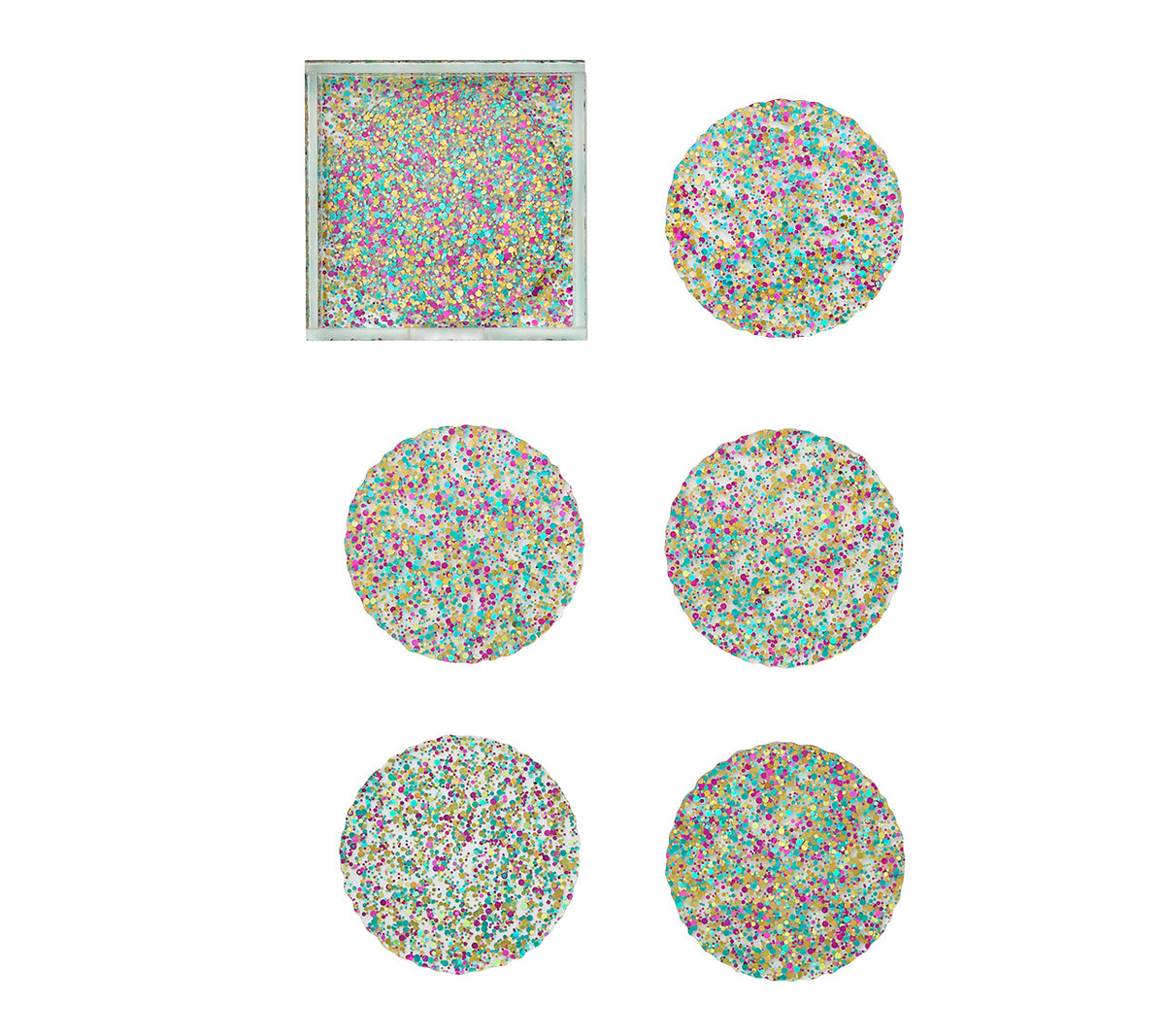 Prism Coasters in Multi, Set of 4 in a Caddy