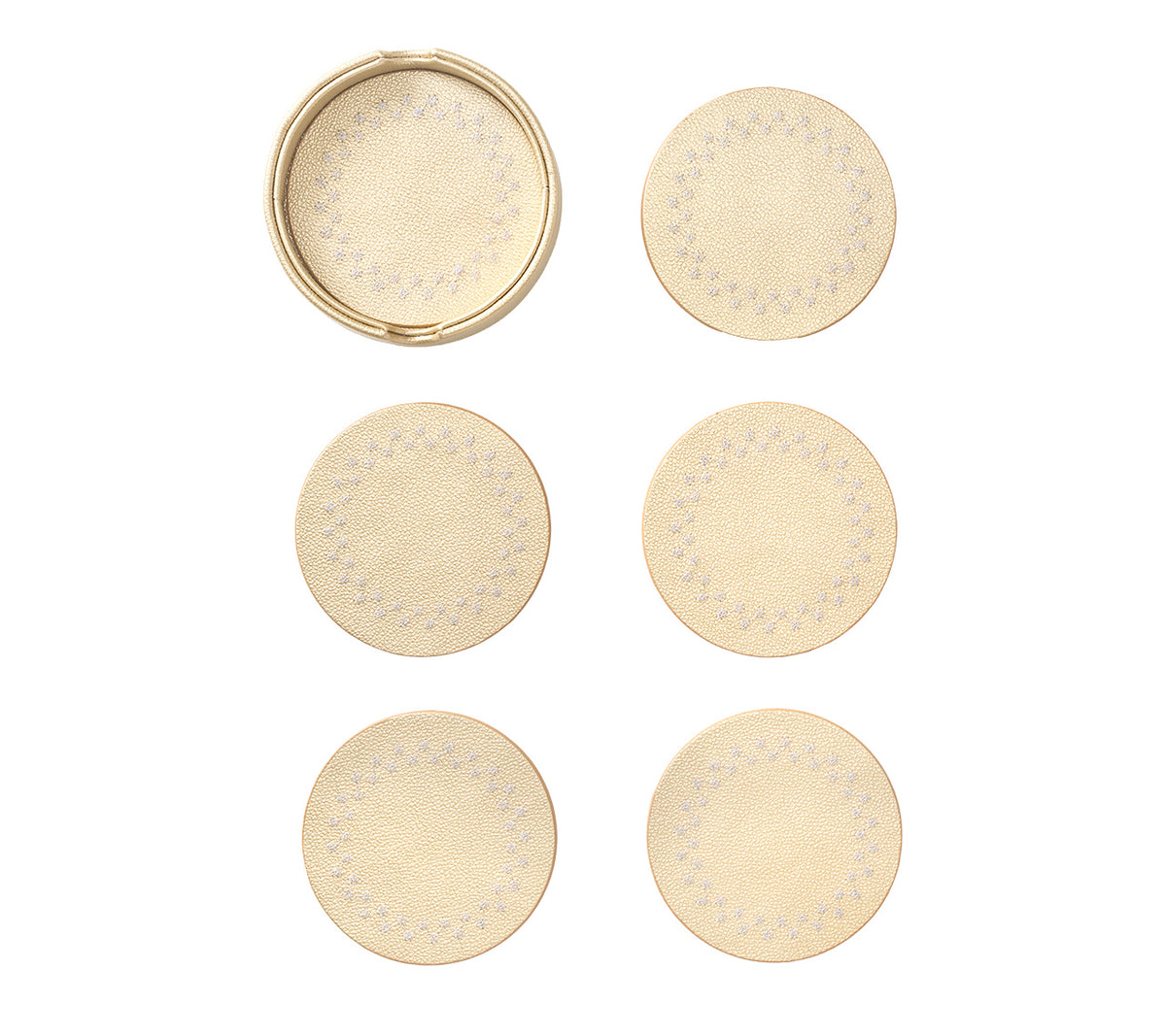 Starry Night Coaster in Gold & Silver, Set of 6 in a Caddy