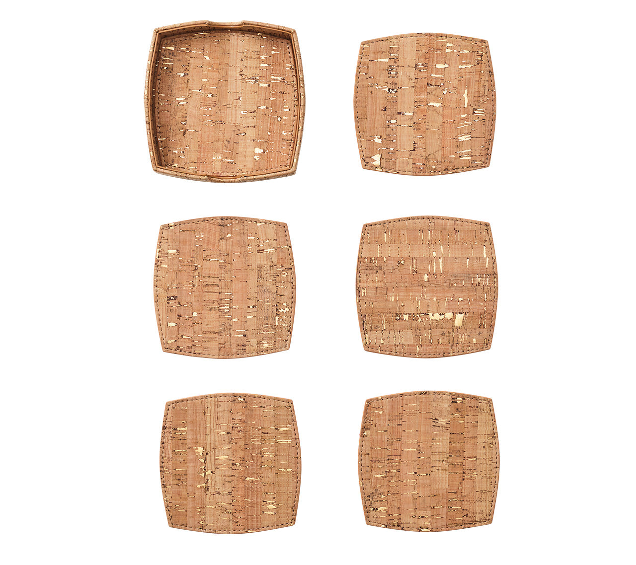 Whistler Coaster in Natural & Gold, Set of 6 in a Caddy