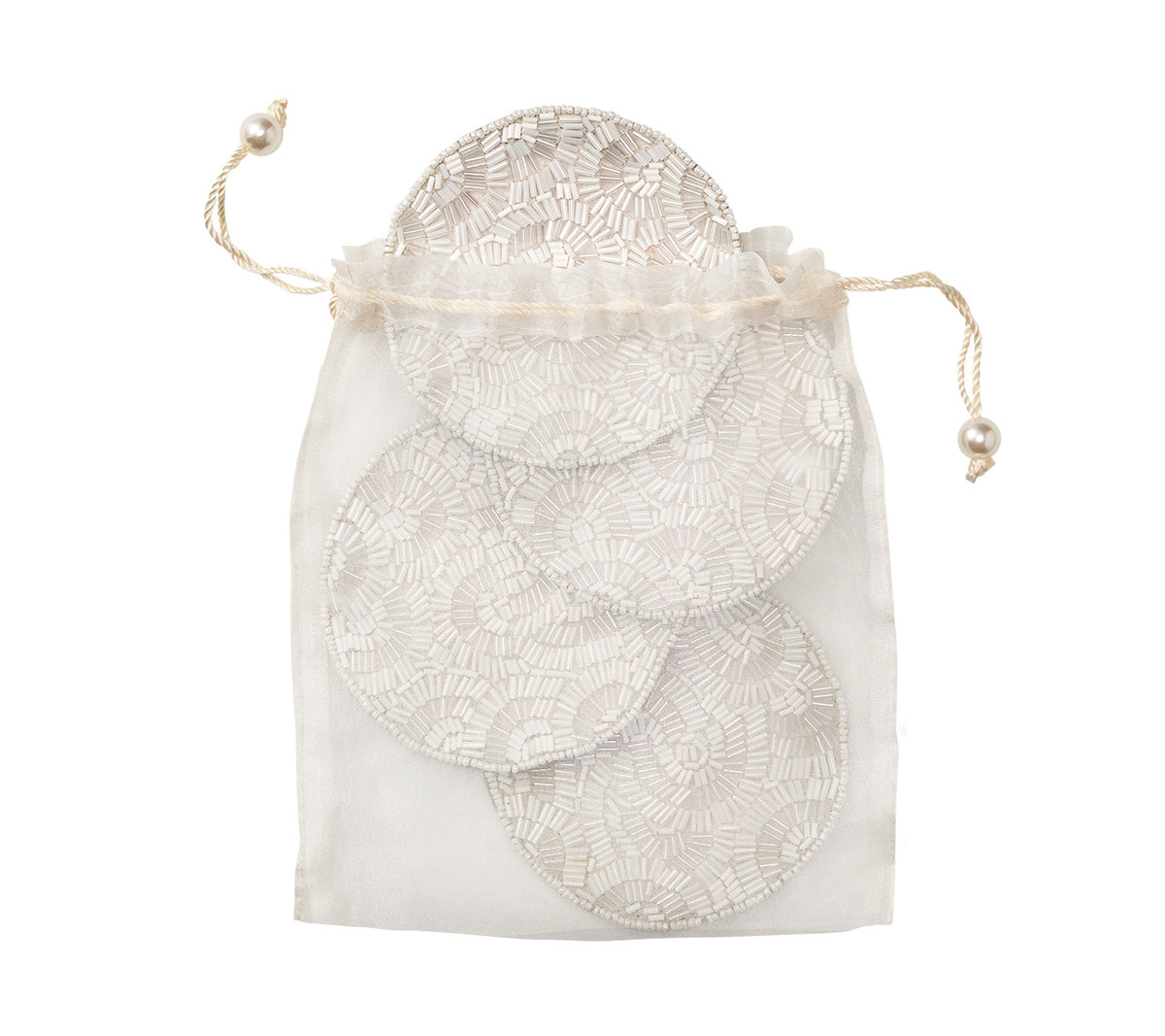Lune Drink Coasters in White, Set of 4 in a Gift Bag