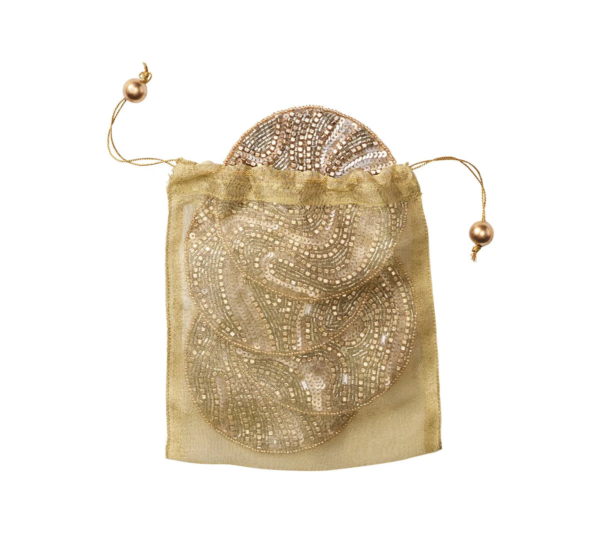 Luster Drink Coasters in Gold & Silver, Set of 4 in a Gift Bag
