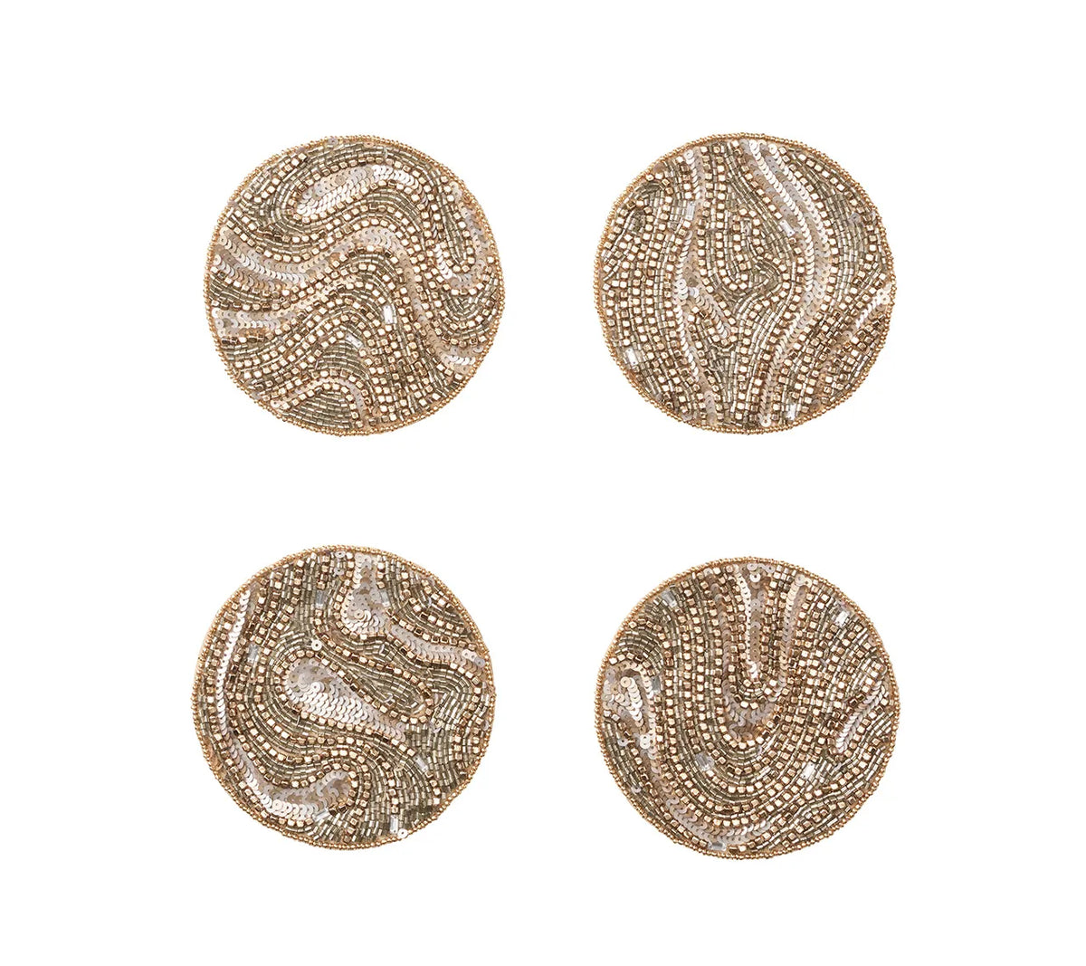 Luster Drink Coasters in Gold & Silver, Set of 4 in a Gift Bag