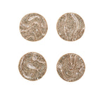Luster Drink Coasters in Gold & Silver, Set of 4 in a Gift Bag