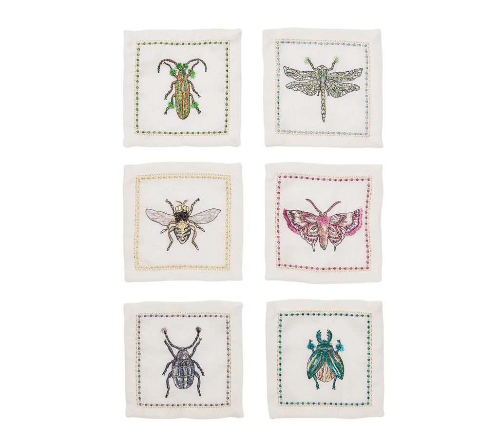 Kim Seybert, Inc.Garden Party Cocktail Napkins in White & Multi, Set of 6 in a Gift BoxCocktail Napkins