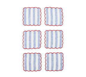 Amalfi Cocktail Napkins in Red, White & Blue, Set of 4 in a Gift Box