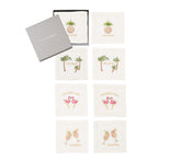 Mingle Cocktail Napkin in White & Multi, Set of 8 in a Gift Box