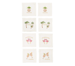 Mingle Cocktail Napkin in White & Multi, Set of 8 in a Gift Box