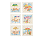 Sunny Isles Cocktail Napkins in White & Multi, Set of 6 in a Gift Box