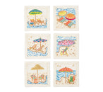 Sunny Isles Cocktail Napkins in White & Multi, Set of 6 in a Gift Box