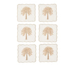Date Palm Cocktail Napkins in White, Brown & Gold, Set of 6 in a Gift Box