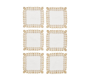 Kim Seybert, Inc.Etoile Cocktail Napkins in White, Gold & Silver, Set of 6 in a Gift BoxCocktail Napkins