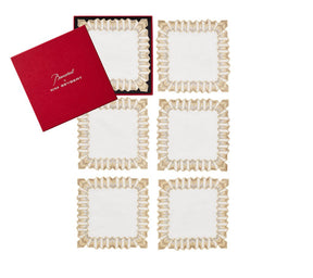 Kim Seybert, Inc.Etoile Cocktail Napkins in White, Gold & Silver, Set of 6 in a Gift BoxCocktail Napkins