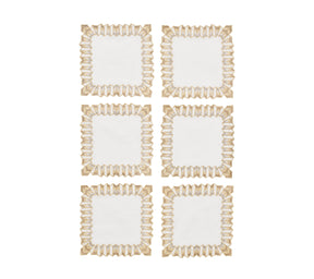 Etoile Cocktail Napkins in White, Gold & Silver, Set of 6 in a Gift Box