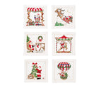 Santa Cocktail Napkins in White & Multi, Set of 6 in a Gift Box