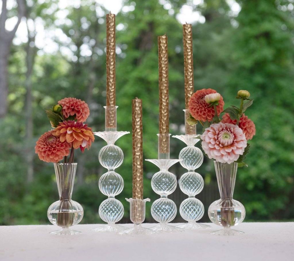 Kim Seybert, Inc.Bella Short Candle Holder in Clear, Set of 2 in a BoxHome Decor