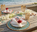 Lanai Placemat in Natural & Turquoise, Set of 4