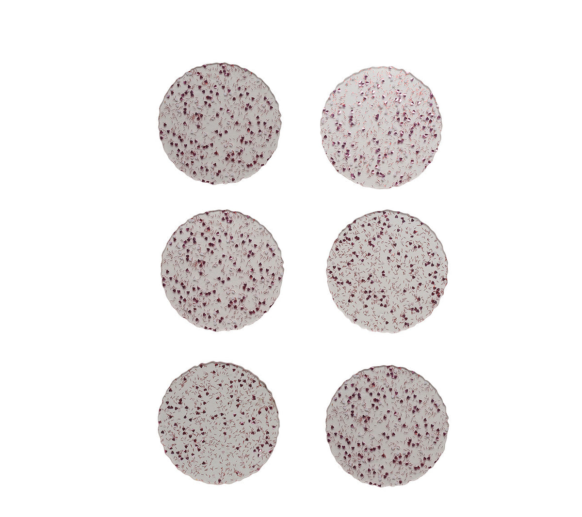 Sample: Adore 6-Piece Coaster Set in Pink, White, and Red