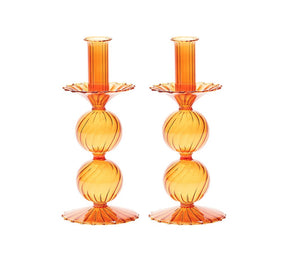 Kim Seybert, Inc.Bella Short Candle Holder in Amber, Set of 2 in a BoxHome Decor