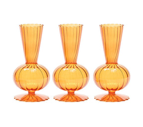 Kim Seybert, Inc.Tess Bud Vase in Amber, Set of 3 in a Box