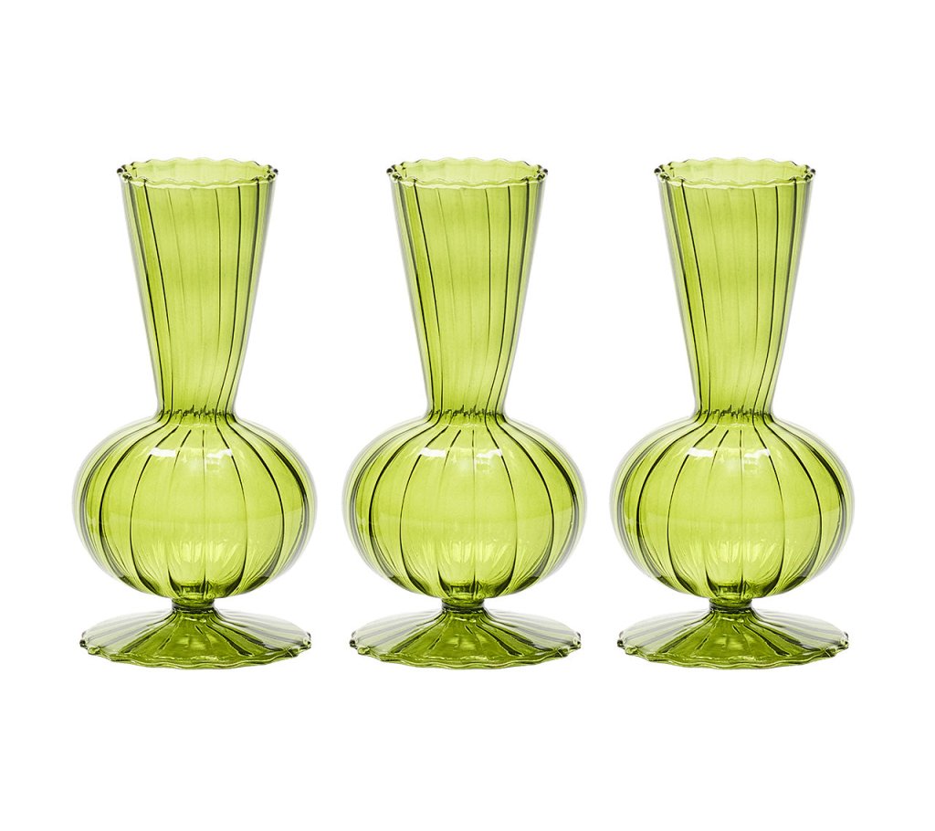 Tess Bud Vase in Olive, Set of 3 in a Box